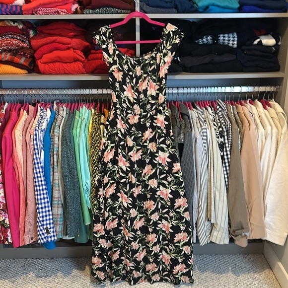 J for Justice black/pink floral elastic neckline hi low maxi romper size M - Picture 3 of 3